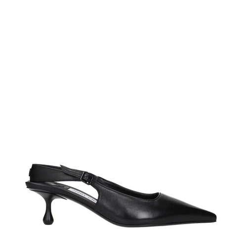 Jimmy Choo AMEL 50 Women's Black Leather Slingback Heels